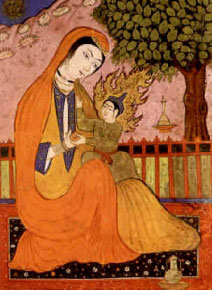 A sixth century Persian miniature of Maryam (Mary)
and Isa (Jesus)