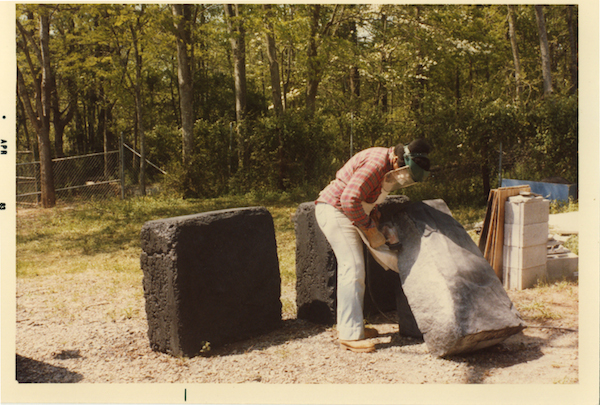 Figure 21: Beverly Buchanan, working on Unity Stones in her studio behind the Museum of Arts and Sciences, 1983.