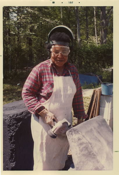 Figure 23: Beverly Buchanan, working on Unity Stones in her studio behind the Museum of Arts and Sciences, 1983.