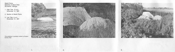 Figure 9: Beverly Buchanan, Marsh Ruins at high and low tide, concrete and tabby, 1981.