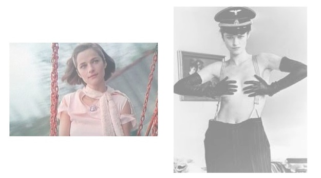 Left: Lucia before the camp. Right: Lucia as a BDSM entertainer at the camp.
